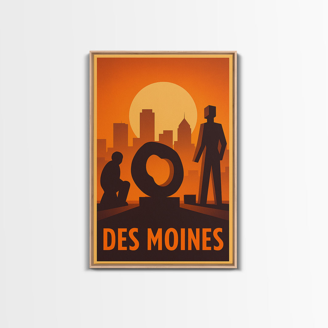 Des Moines Travel Poster, Canvas Print, Gold Art Deco Poster Art, Des Moines Art Print, Travel Wall Art, Home Office Decor, Travel Print
