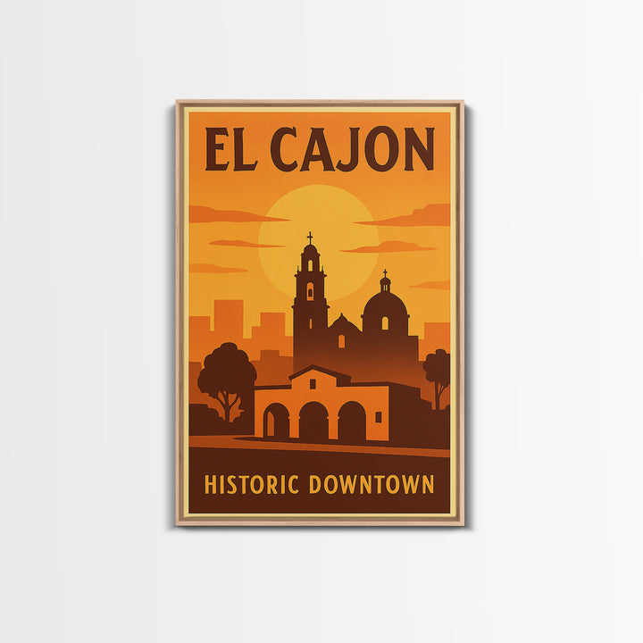 El Cajon California Travel Poster, Canvas Print, Vintage Deco Wall Art, El Cajon Art Print, City Poster, Travel Wall Art, Retro Travel Print