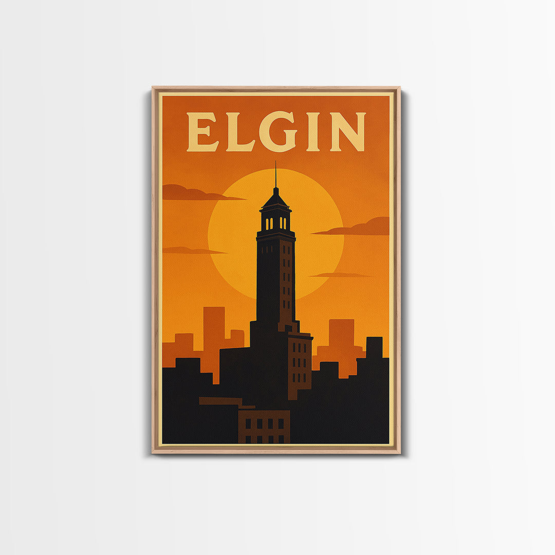 Elgin Travel Poster, Canvas Print, Golden Travel Poster Art, Elgin Poster Print, Retro Travel Print, Travel Poster Art, Travel Wall Decor
