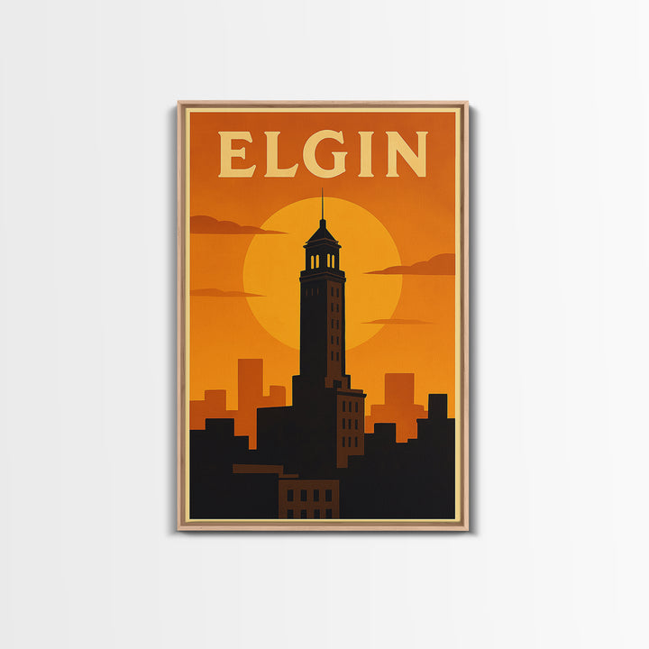 Elgin Travel Poster, Canvas Print, Golden Travel Poster Art, Elgin Poster Print, Retro Travel Print, Travel Poster Art, Travel Wall Decor