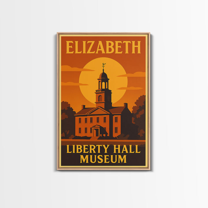 Elizabeth New Jersey Travel Poster, Canvas Print, Gold Art Deco Poster Art, Elizabeth Travel Art, Art Print, Travel Wall Art