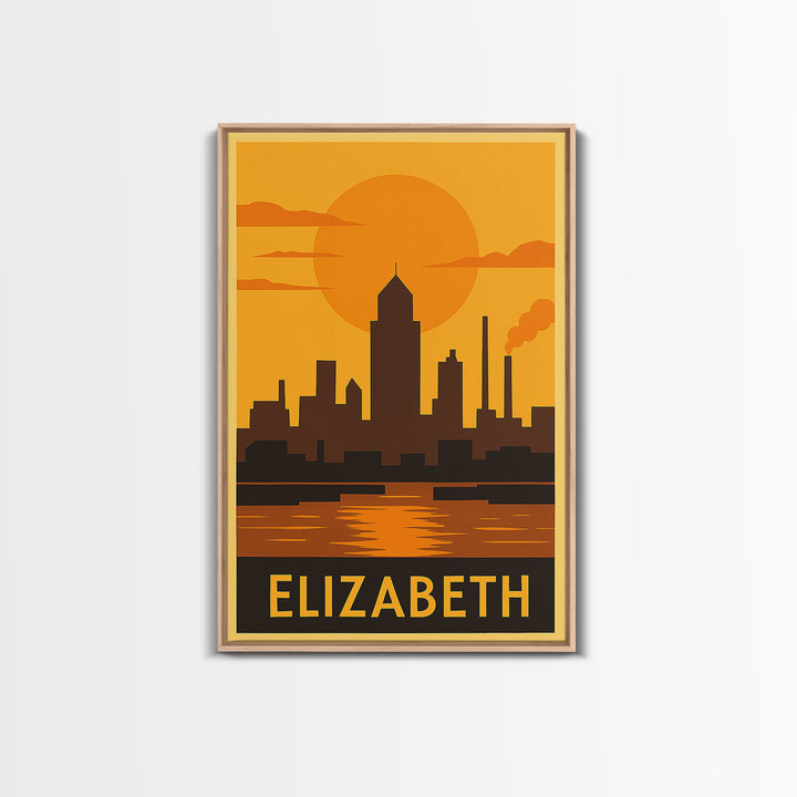 Elizabeth Travel Poster, Canvas Print, Vintage Deco Wall Art, Elizabeth Art Print, Travel Poster Set, City Art Print, Travel Poster Art