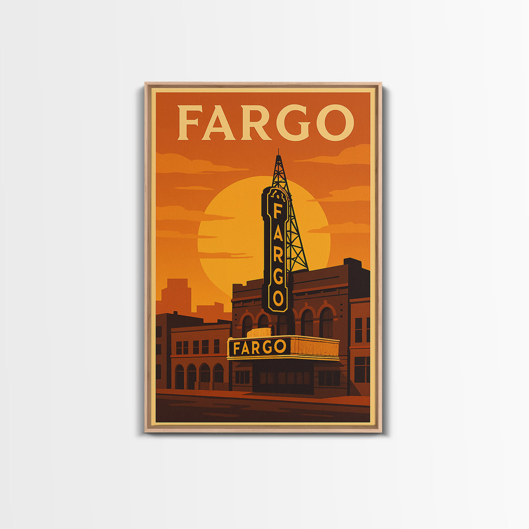 Fargo North Dakota Travel Poster, Canvas Print, Golden Travel Poster Art, Fargo Art Print, Travel Poster Set, Wall Art, Home Office Decor