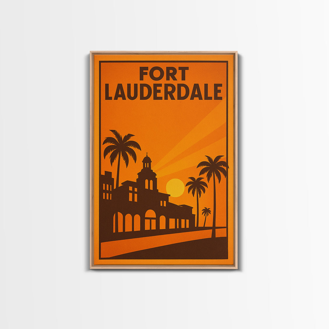 Fort Lauderdale Florida Travel Poster, Canvas Print, Golden Travel Poster Art, Fort Lauderdale Art Print, Travel Poster Set, City Art Print