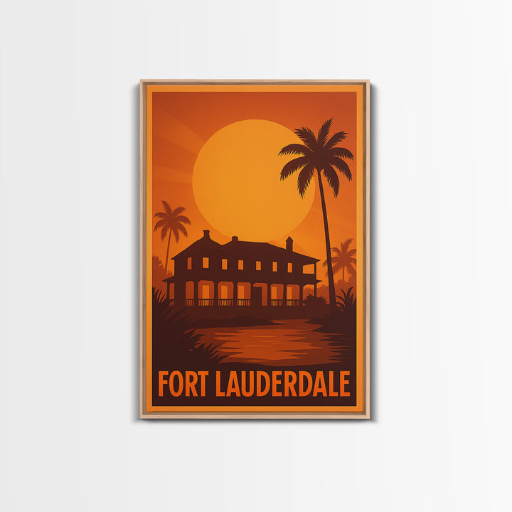 Fort Lauderdale Travel Poster, Canvas Print, Golden Travel Poster Art, Fort Lauderdale City Art, Travel Poster Art, Eclectic Wall Decor