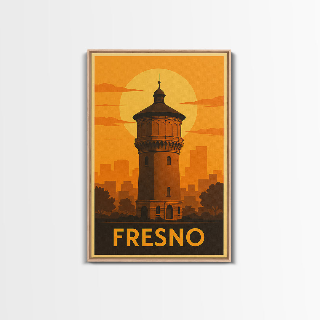 Fresno Travel Poster, Canvas Print, Vintage Deco Wall Art, Fresno City Art, Vintage Travel Print, Vintage Travel Art, Travel Art Print