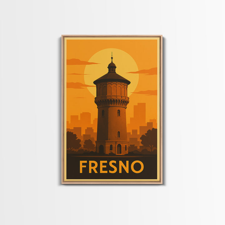 Fresno Travel Poster, Canvas Print, Vintage Deco Wall Art, Fresno City Art, Vintage Travel Print, Vintage Travel Art, Travel Art Print