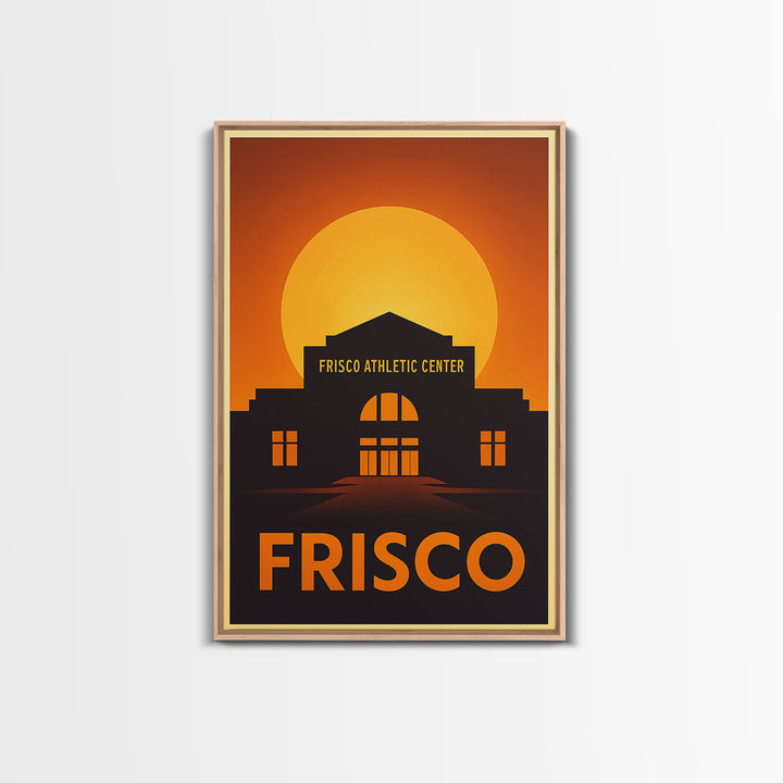 Frisco Travel Poster, Framed Canvas Print, Warm Sunset Silhouette Art, Frisco Art Print, City Travel Prints, Travel Art Print, Wall Art
