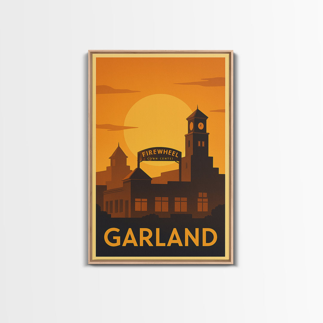 Garland Travel Poster, Canvas Print, Gold Art Deco Poster Art, Garland Travel Art, Vintage Travel Print, City Travel Prints, Poster Print