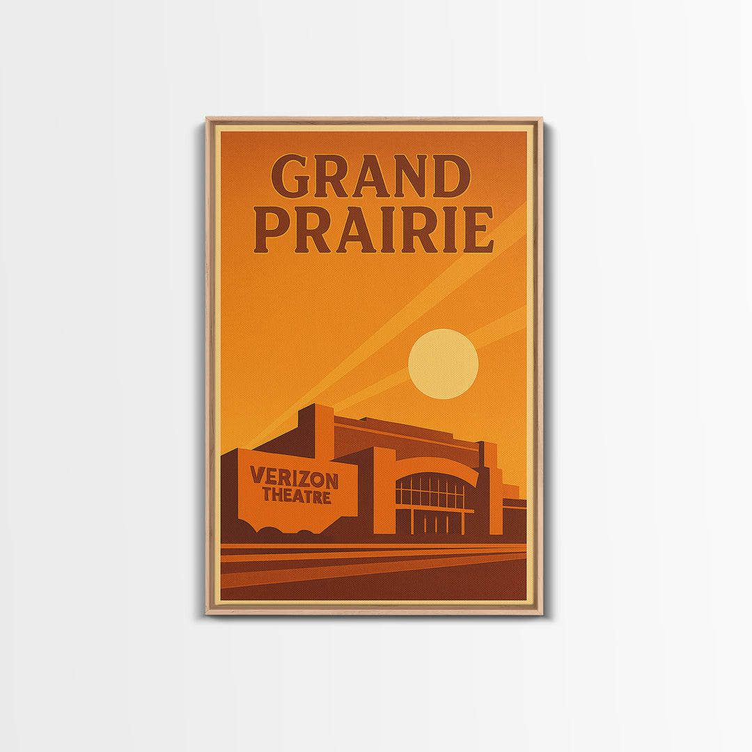 Grand Prairie Texas Travel Poster, Canvas Print, Gold Art Deco Poster Art, Grand Prairie Art Print, City Travel Prints, Wanderlust Decor