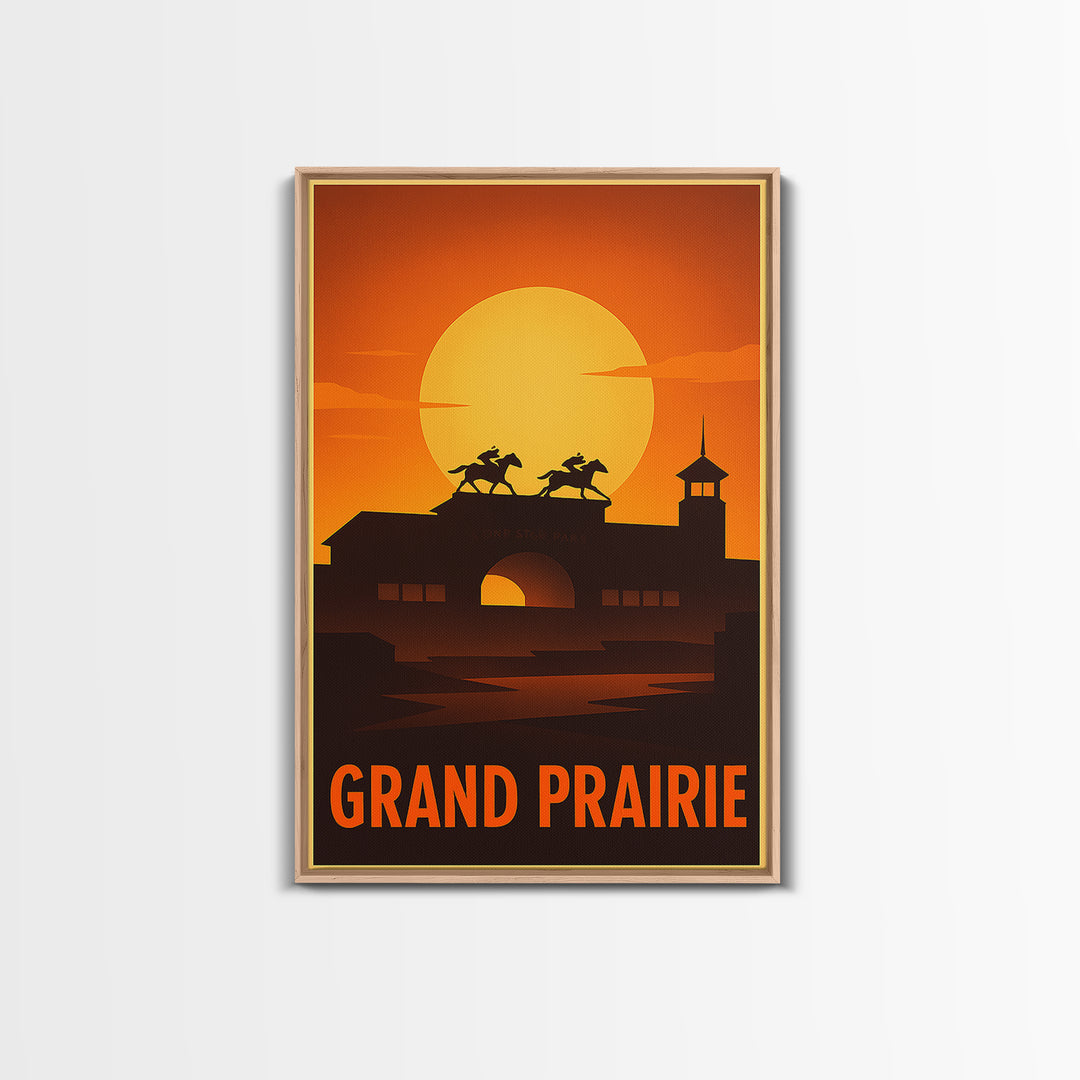 Grand Prairie Travel Poster, Canvas Print, Gold Art Deco Poster Art, Grand Prairie Wall Art, Mid Century Wall Art, Travel Art Print