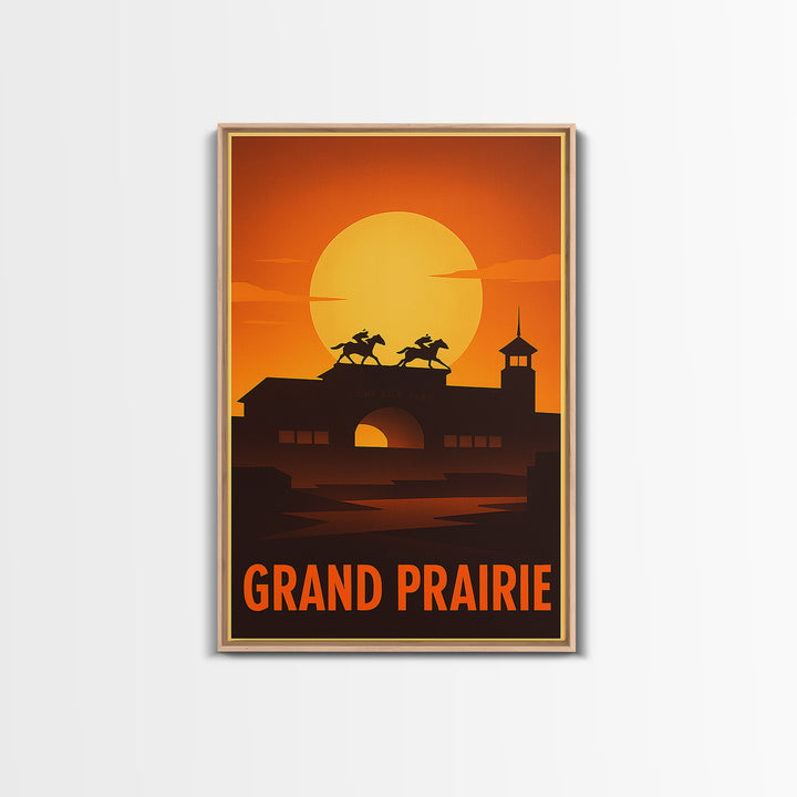 Grand Prairie Travel Poster, Canvas Print, Gold Art Deco Poster Art, Grand Prairie Wall Art, Mid Century Wall Art, Travel Art Print