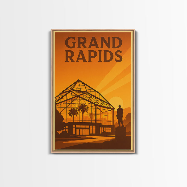 Grand Rapids Michigan Travel Poster, Canvas Print, Golden Travel Poster Art, Grand Rapids Art Print, Home Office Decor, City Travel Prints