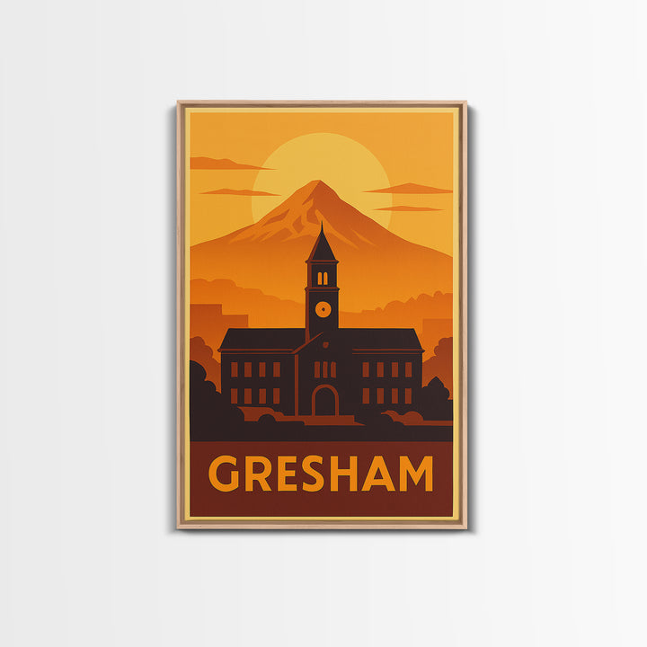 Gresham Travel Poster, Canvas Print, Vintage Deco Wall Art, Gresham Poster Print, City Travel Prints, Vintage City Poster, Travel Wall Art