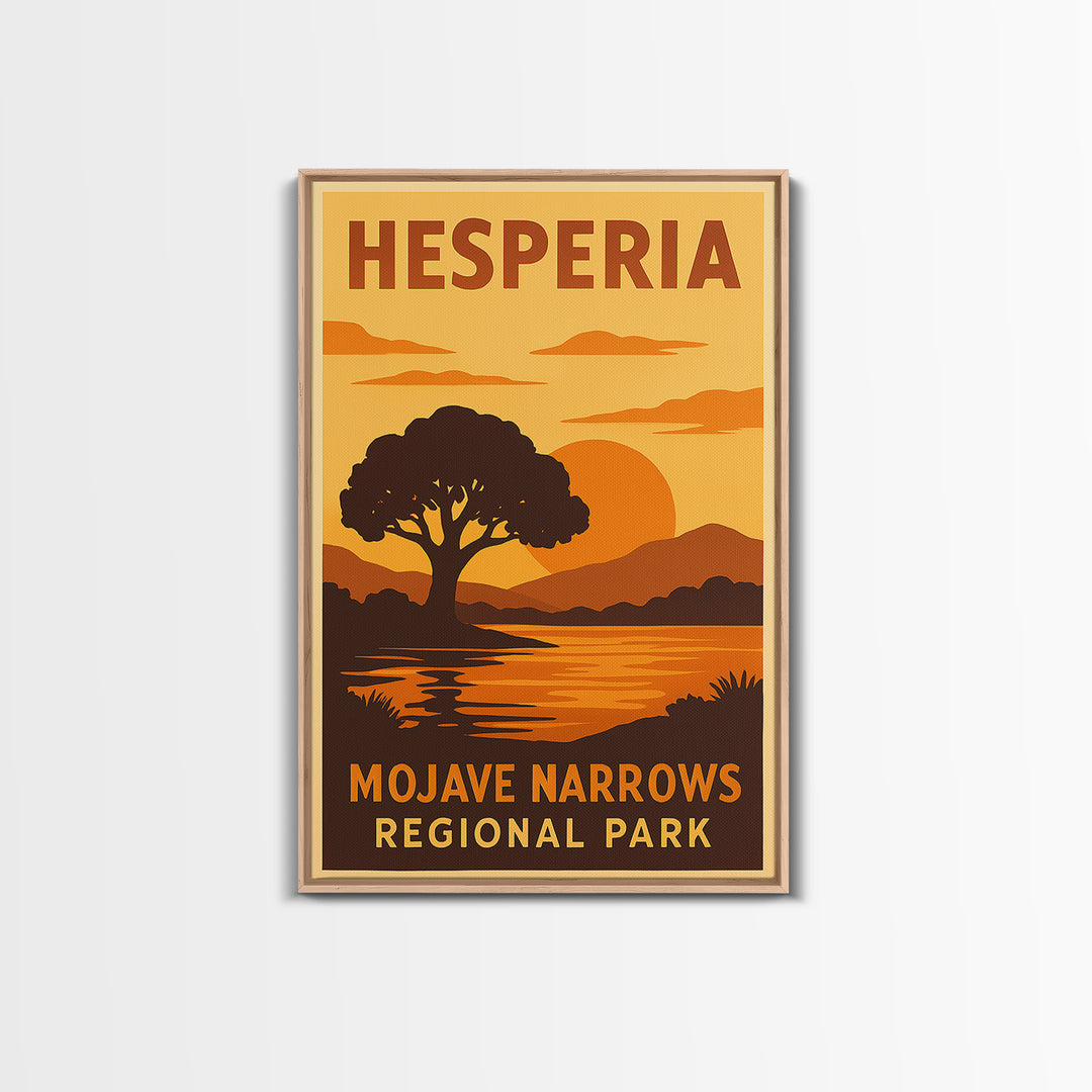 Hesperia California Travel Poster, Framed Canvas Print, Gold Art Deco Poster Art, Hesperia Travel Art, Travel Poster Set, Travel Art Print