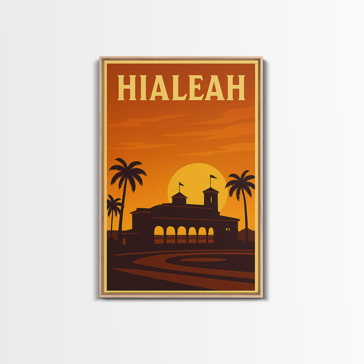 Hialeah Florida Travel Poster, Framed Canvas Print, Gold Art Deco Poster Art, Hialeah Travel Art, Retro Travel Print, Travel Poster Art