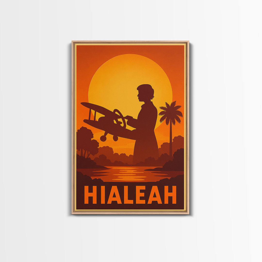 Hialeah Travel Poster, Canvas Print, Golden Travel Poster Art, Hialeah Poster Print, Vintage City Art, Vintage City Poster, Retro Poster