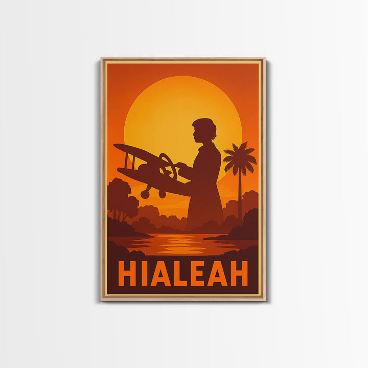 Hialeah Travel Poster, Canvas Print, Golden Travel Poster Art, Hialeah Poster Print, Vintage City Art, Vintage City Poster, Retro Poster