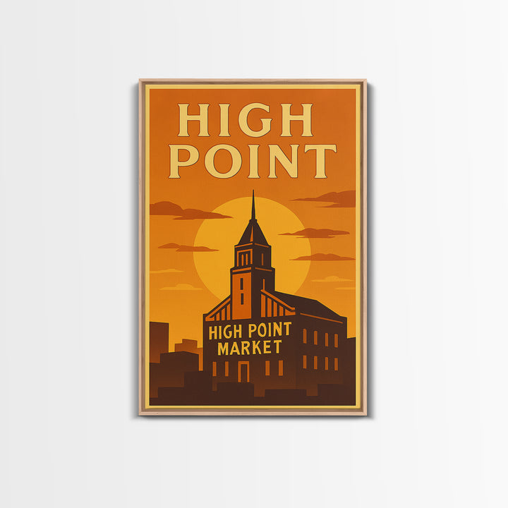 High Point North Carolina Travel Poster, Canvas Print, Gold Art Deco Poster Art, High Point City Art, Wall Decor, Mid Century Wall Art