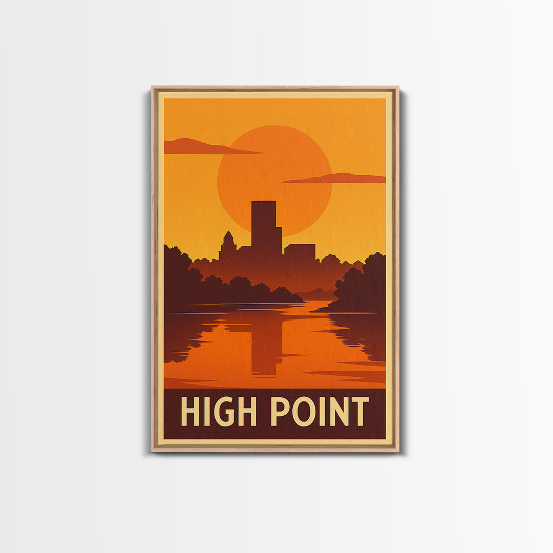 High Point Travel Poster, Canvas Print, Gold Art Deco Poster Art, High Point Wall Art, Mid Century Wall Art, Travel Poster Set