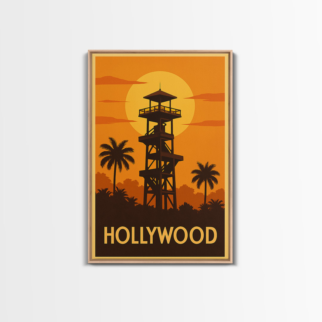 Hollywood Travel Poster, Canvas Print, Vintage Deco Wall Art, Hollywood Poster Print, Fine Art Print, Vintage City Poster, Travel Wall Art