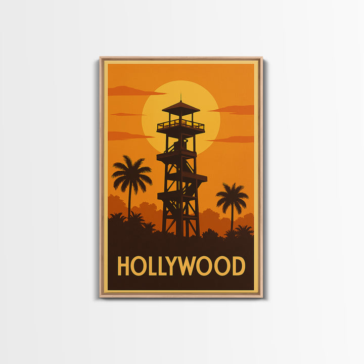 Hollywood Travel Poster, Canvas Print, Vintage Deco Wall Art, Hollywood Poster Print, Fine Art Print, Vintage City Poster, Travel Wall Art