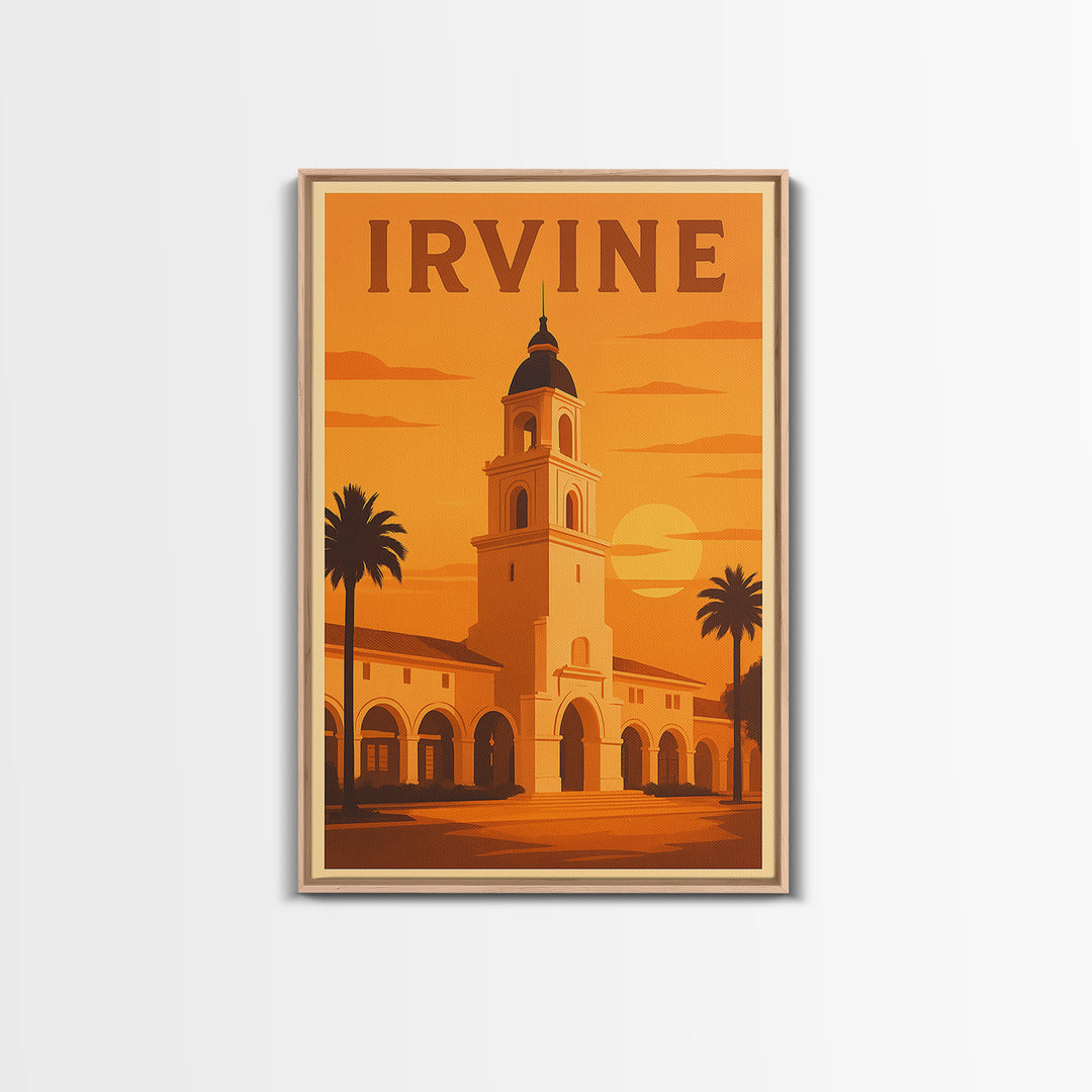 Irvine California Travel Poster, Canvas Print, Golden Poster Art, Irvine Art Print, Vintage City Art, City Art Print, Travel Art Print