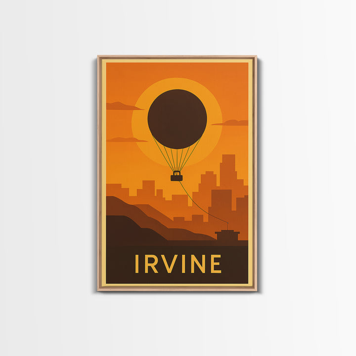 Irvine Travel Poster, Canvas Print, Golden Travel Poster Art, Irvine Poster Print, Watercolor Cityscape, Mid Century Wall Art, Design 2