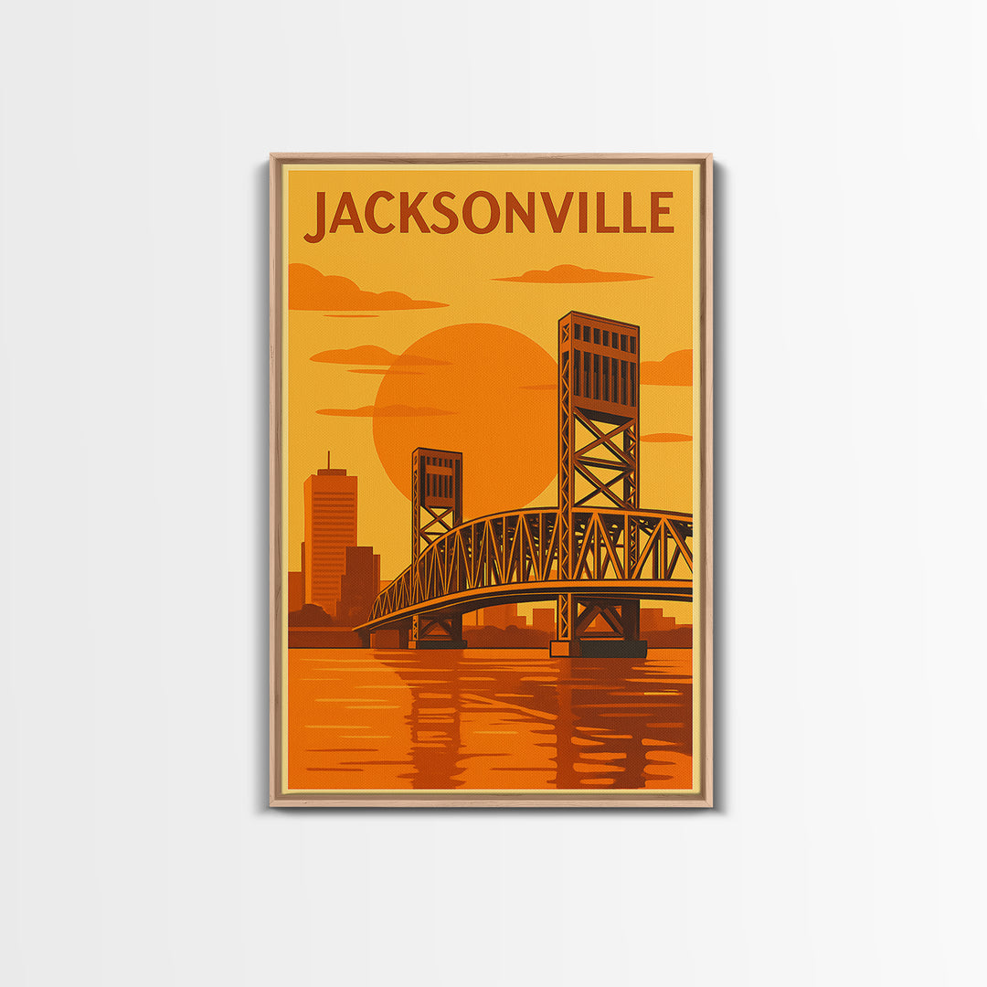 Jacksonville Florida Travel Poster, Canvas Print, Vintage Deco Wall Art, Jacksonville Art Print, Travel Poster Art, Living Room Wall Art