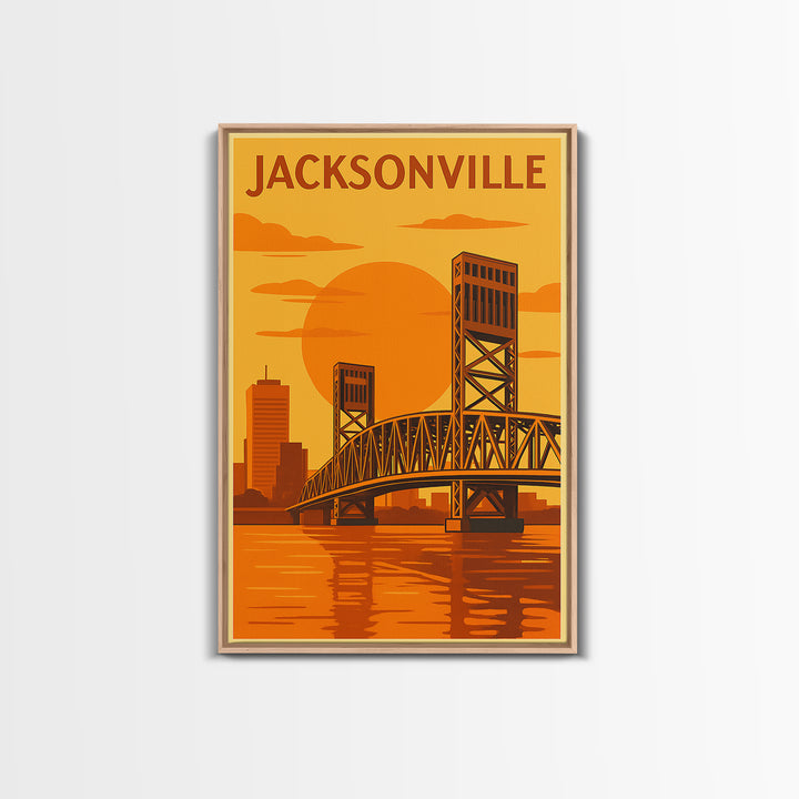 Jacksonville Florida Travel Poster, Canvas Print, Vintage Deco Wall Art, Jacksonville Art Print, Travel Poster Art, Living Room Wall Art