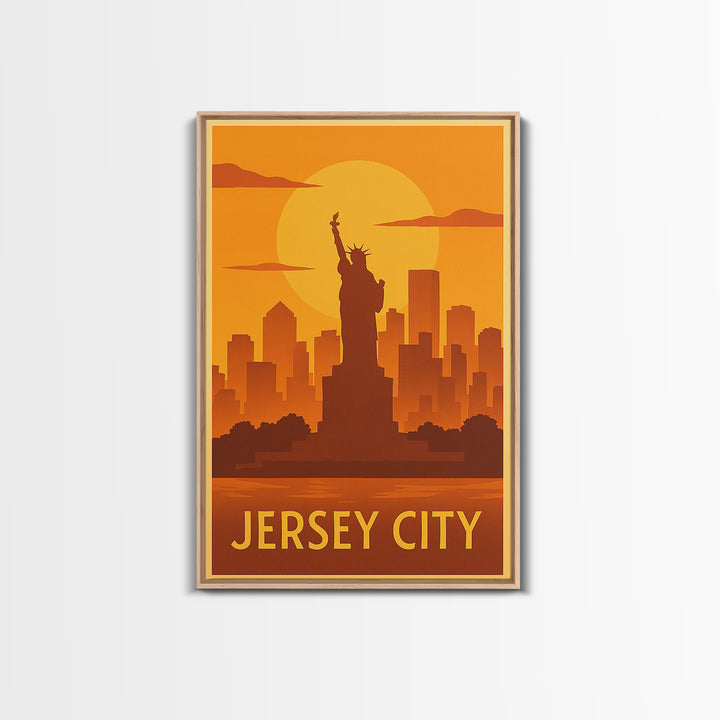 Jersey City Travel Poster, Canvas Print, Gold Art Deco Poster Art, Jersey City Poster Print, Vintage Travel Art, Fine Art Print