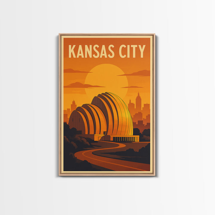 Kansas City Missouri Travel Poster, Canvas Print, Gold Art Deco Poster Art, Kansas City City Art, Gift For Travelers, Watercolor Skyline