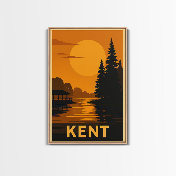Kent Travel Poster, Canvas Print, Gold Art Deco Poster Art, Kent Wall Art, Fine Art Print, Watercolor Urban Skyline, Eclectic Wall Decor