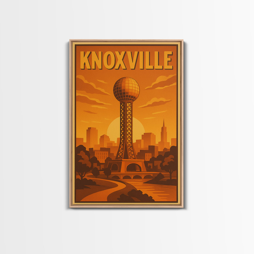 Knoxville Tennessee Travel Poster, Canvas Print, Gold Art Deco Poster Art, Knoxville City Art, City Illustration, Fine Art Print, Wall Decor