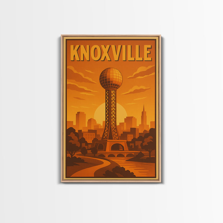 Knoxville Tennessee Travel Poster, Canvas Print, Gold Art Deco Poster Art, Knoxville City Art, City Illustration, Fine Art Print, Wall Decor