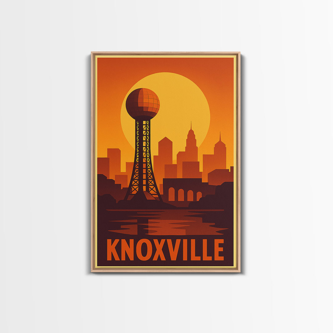 Knoxville Travel Poster, Canvas Print, Gold Art Deco Poster Art, Knoxville Art Print, Living Room Wall Art, Travel Wall Decor, Design 2