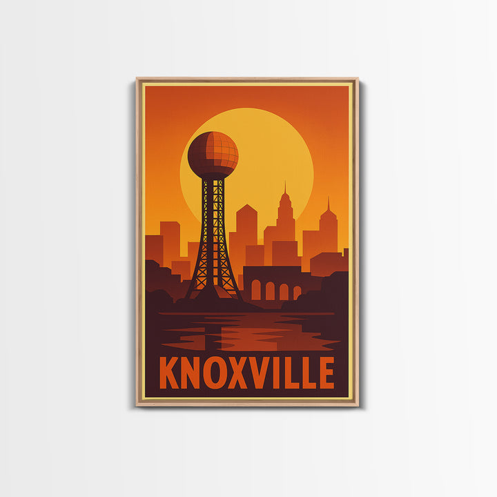 Knoxville Travel Poster, Canvas Print, Gold Art Deco Poster Art, Knoxville Art Print, Living Room Wall Art, Travel Wall Decor, Design 2