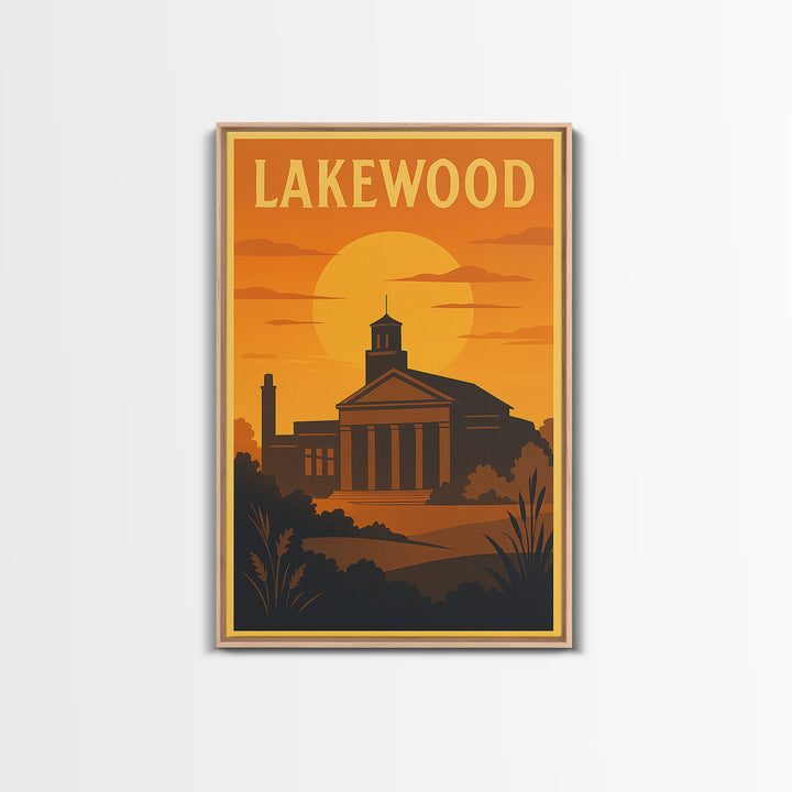 Lakewood Travel Poster, Canvas Print, Golden Travel Poster Art, Lakewood City Art, Modern Wall Decor, Home Office Decor, Fine Art Print