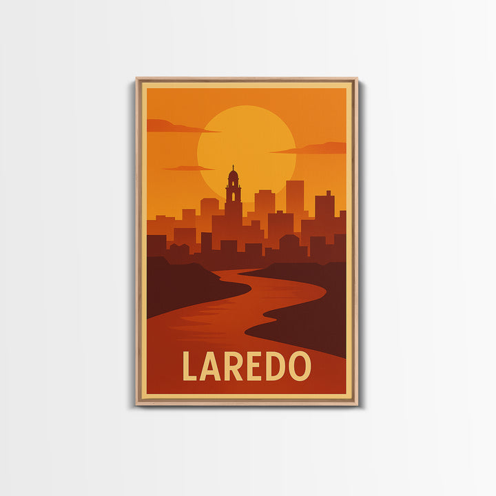 Laredo Travel Poster, Canvas Print, Golden Travel Poster Art, Laredo Travel Art, Retro Travel Print, Gift For Travelers, Fine Art Print