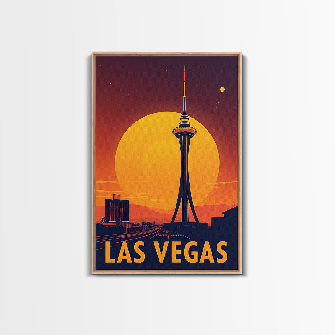 Las Vegas Nevada Travel Poster, Canvas Print, Warm Sunset Silhouette Art, Las Vegas Poster Print, City Travel Prints, Travel Art Print