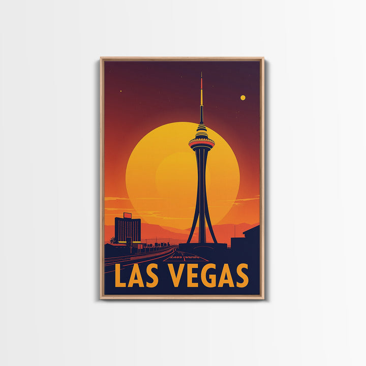 Las Vegas Nevada Travel Poster, Canvas Print, Warm Sunset Silhouette Art, Las Vegas Poster Print, City Travel Prints, Travel Art Print
