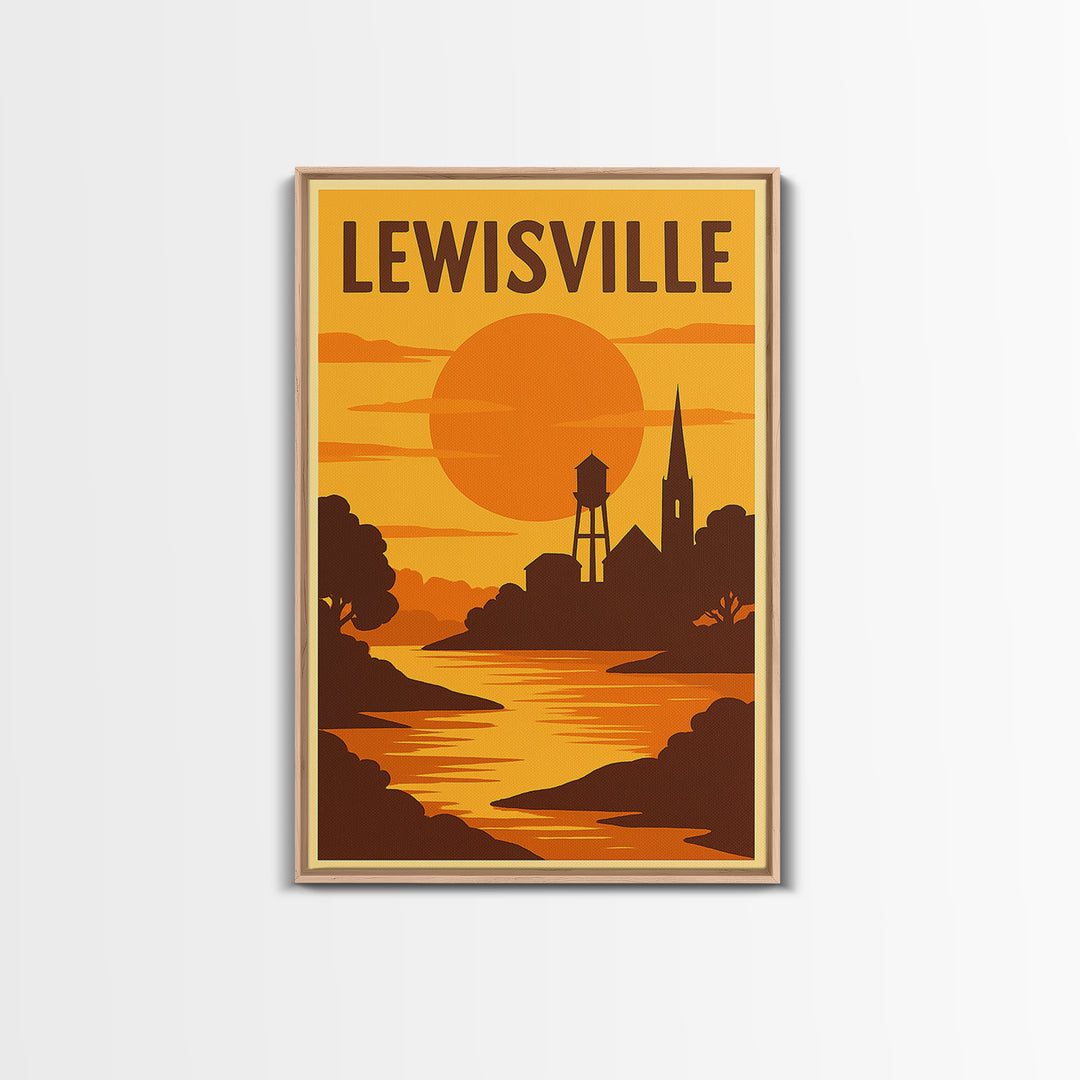 Lewisville Texas Travel Poster, Canvas Print, Vintage Deco Wall Art, Lewisville Wall Art, Travel Poster Set, Travel Prints, Travel Wall Art