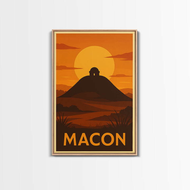 Macon Travel Poster, Canvas Print, Golden Travel Poster Art, Macon Wall Art, Modern Wall Decor, Fine Art Print, Travel Art Print