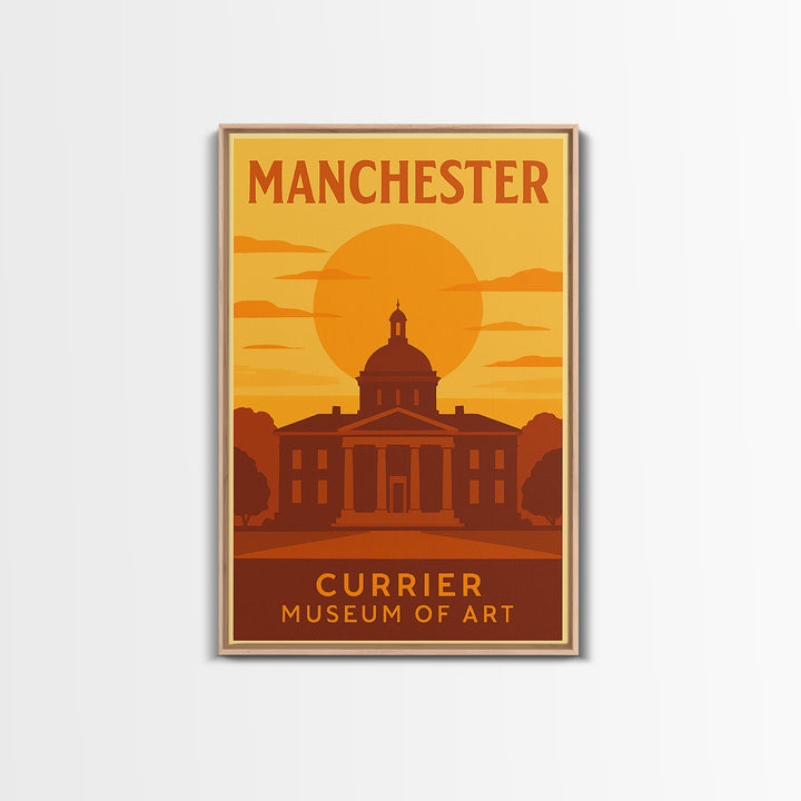 Manchester New Hampshire Travel Poster, Canvas Print, Gold Art Deco Poster Art, Manchester City Art, Vintage Travel Print, Wall Art