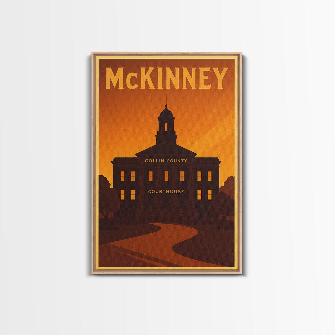 Mckinney Texas Travel Poster, Canvas Print, Vintage Deco Wall Art, Mckinney Art Print, Travel Art Print, Vintage City Poster, Wall Art