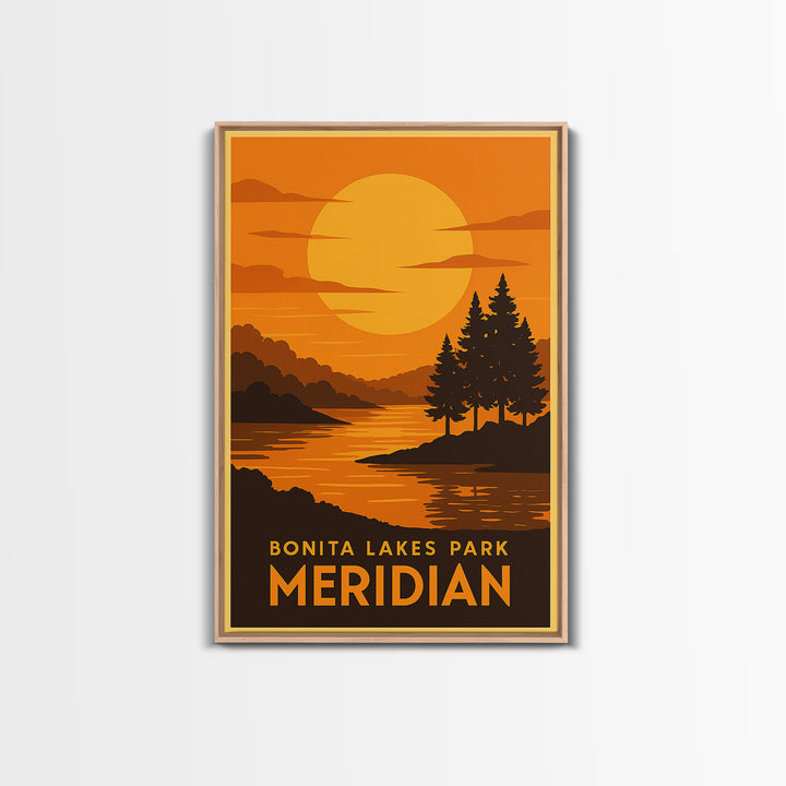 Meridian Travel Poster, Canvas Print, Gold Art Deco Poster Art, Meridian Travel Art, City Art Print, Vintage Travel Art, Vintage City Poster