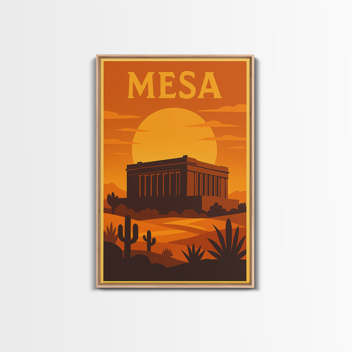 Mesa Arizona Travel Poster, Canvas Print, Gold Art Deco Poster Art, Mesa Art Print, Gift For Travelers, Vintage City Poster, Fine Art Print
