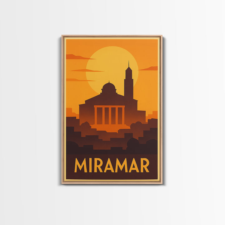 Miramar Travel Poster, Framed Canvas Print, Gold Art Deco Poster Art, Miramar Poster Print, Travel Art Print, Vintage Travel Print