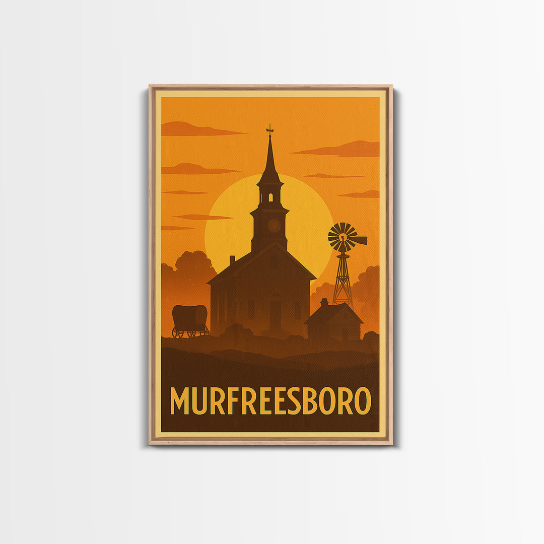 Murfreesboro Travel Poster, Canvas Print, Golden Travel Poster Art, Murfreesboro City Art, Vintage Travel Print, Living Room Wall Art
