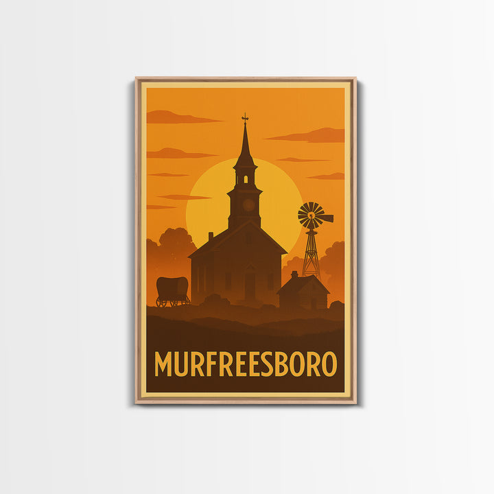 Murfreesboro Travel Poster, Canvas Print, Golden Travel Poster Art, Murfreesboro City Art, Vintage Travel Print, Living Room Wall Art